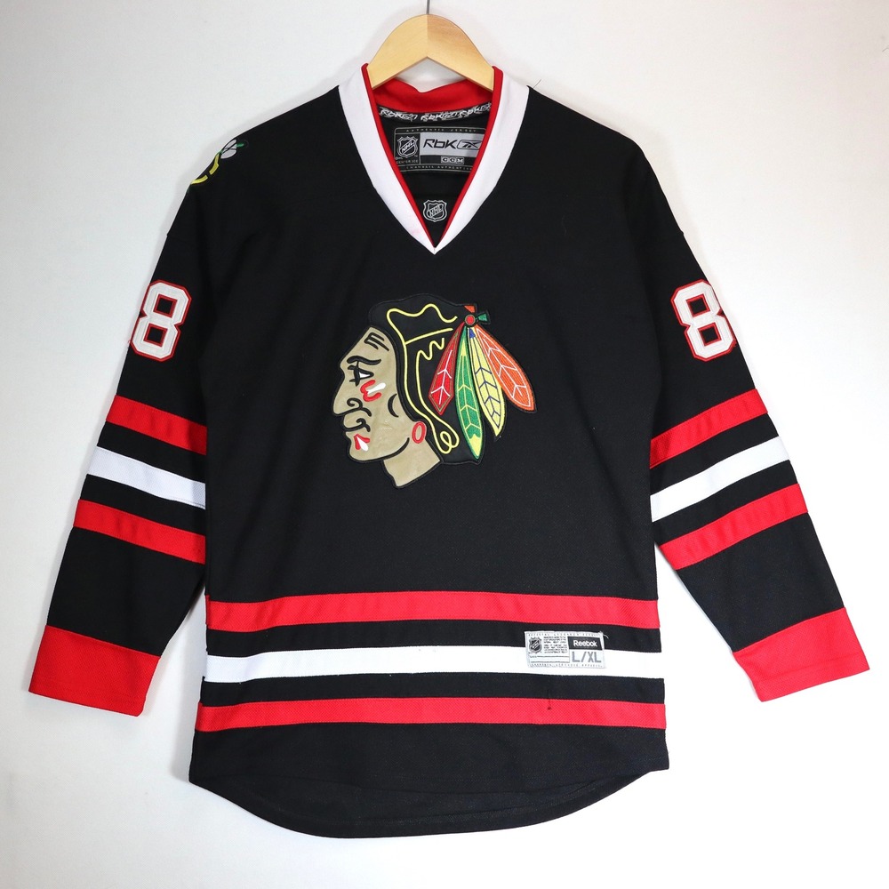 Chicago Blackhawks Patrick Kane 88 Reebok Hockey Jersey Mens L/XL Black NHL Fan